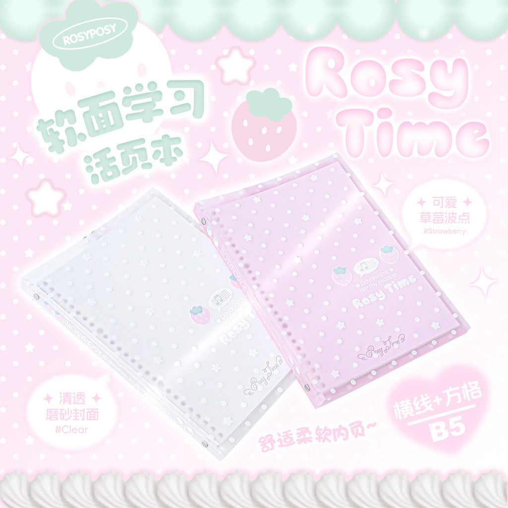 RosyPosy Strawberry Polka Dot Softcover Loose-Leaf Notebook
