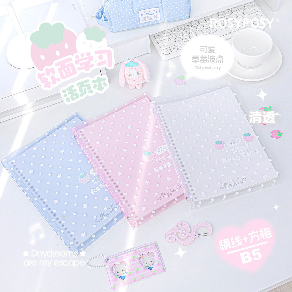 RosyPosy Strawberry Polka Dot Softcover Loose-Leaf Notebook